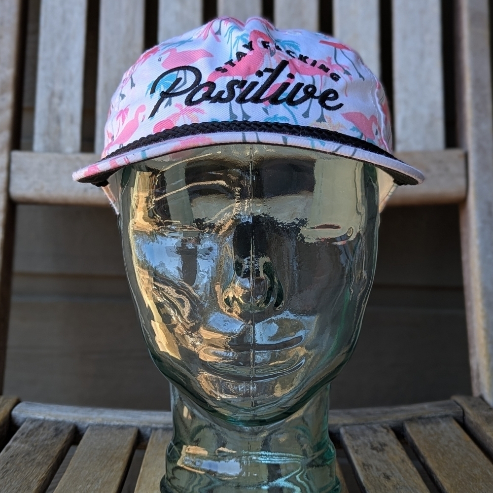 Ski Town All-Stars Stay F*Cking Positive Snapback Hat Flamingos Palm Trees — image 8 of 8